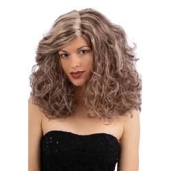 Hnědá vlnitá paruka s blond pramínky